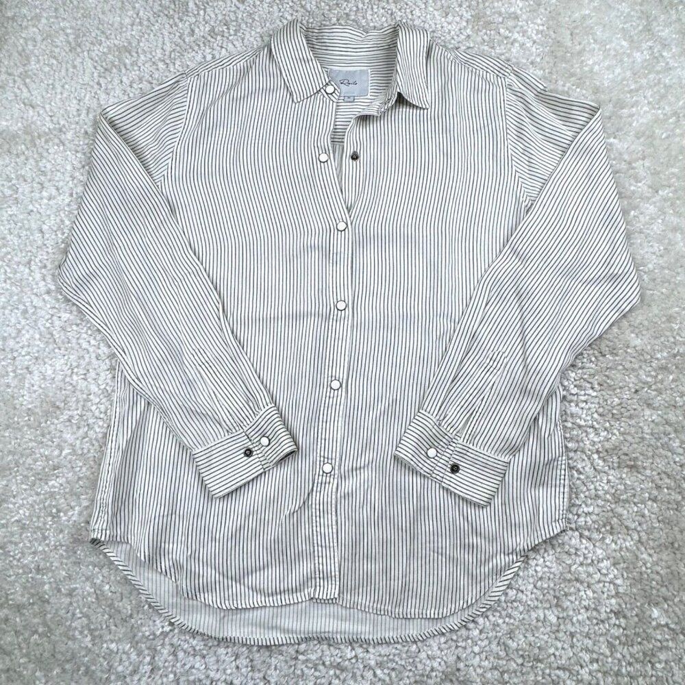 Rails Eliza Pinstripe Snap Button Front Shirt Flaw - image 2